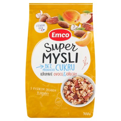 Obrázek Emco Super Mysli Bez přidaného cukru křupavé ovoce & ořechy 500g