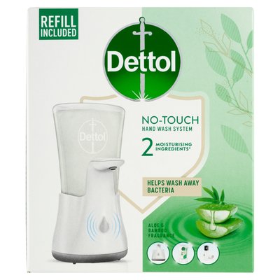 Obrázek Dettol Bezdotykový dávkovač mýdla + tekuté mýdlo aloe a bambus 250ml