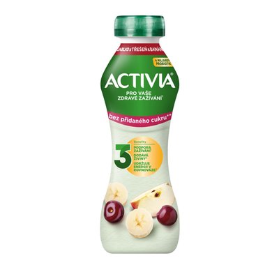 Obrázek ACTIVIA Nápoj bez přidaného cukru jablko/třešeň/banán 270g