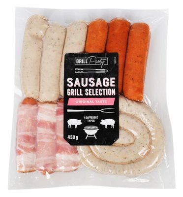 Obrázek GRILL Party Mix čtyř druhů grilovacích klobás 450g
