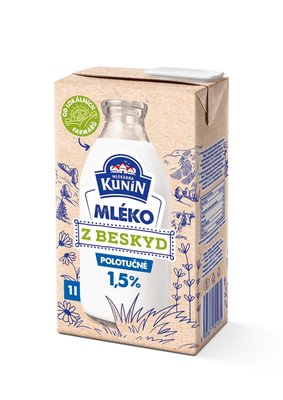 Obrázek KUNÍN UHT Mléko z Beskyd 1,5%  1L
