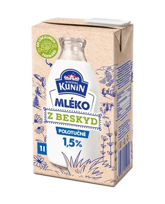 Obrázek Kunín mléko z Beskyd 1,5% UHT 1L