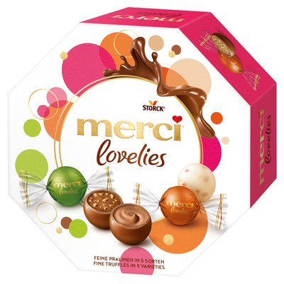 Obrázek merci lovelies výběr čokoládových pralinek s náplní 185g