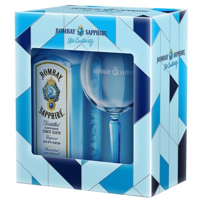 Obrázek Bombay Sapphire London Dry Gin se skleničkou 0,7l