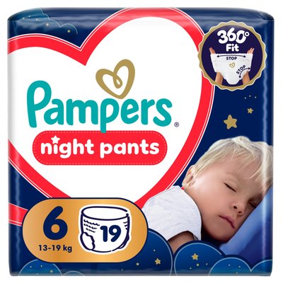 Obrázek Plenkové Kalhotky Pampers Pants Night Velikost 6, 19 Kusů, 13kg-19kg
