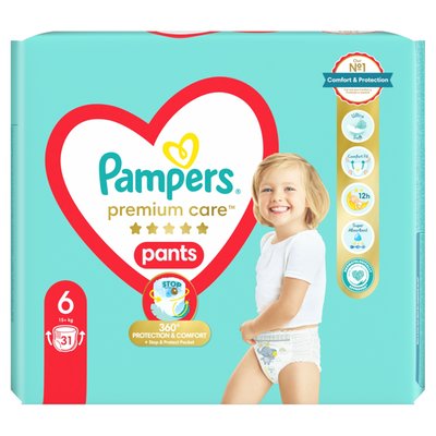 Obrázek Plenkové Kalhotky Pampers Premium Care Velikost 6, 31, Kusů 15kg+