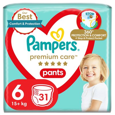 Obrázek Plenkové Kalhotky Pampers Premium Care Velikost 6, 31, Kusů 15kg+