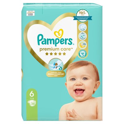 Obrázek Pampers Premium Care Velikost 6, Plenky 38, 13kg+