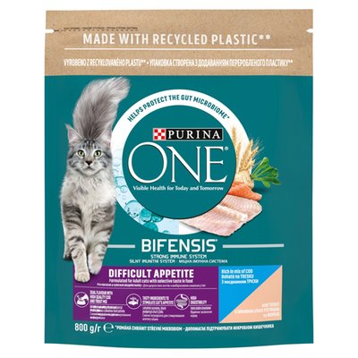 Obrázek Purina ONE Bifensis Difficult Appetite granule pro kočky treska, pstruh 800g