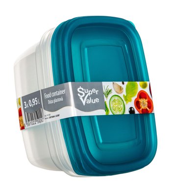 Obrázek Sada plastových dóz SUPER VALUE 0,95 l, 3 ks, tyrkysová