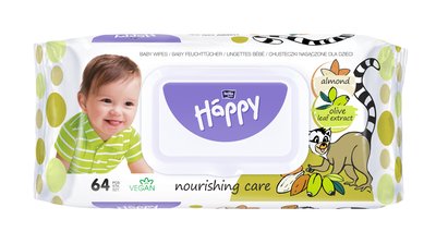 Obrázek HAPPY Baby čistící ubrousky a´64 mandle a olivy