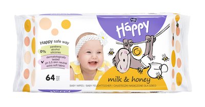 Obrázek HAPPY Baby - čistící ubrousky mléko a med - á 64 ks