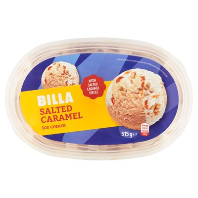 Obrázek BILLA Mražený krém karamelový a vanilkový s polevou ze slaného karamelu 900ml