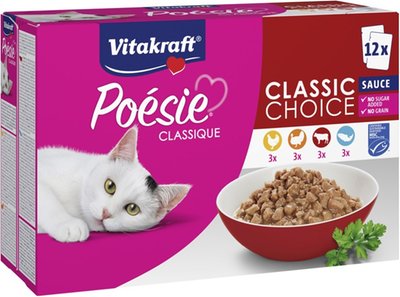 Obrázek Vitakraft Poésie Classique kompletní krmivo pro dospělé kočky 12 x 85g (1020g)