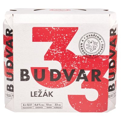 Obrázek Budvar 33 pivo ležák světlé 6 x 0,5l (3l)