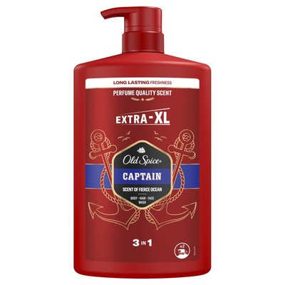 Obrázek Old Spice Captain Shower Gel & Shampoo For Men 1000 ml, 3-in-1, Long-lasting Fresh