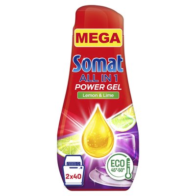 Obrázek Somat All-in-1 gel do myčky Lemon & Lime 80 dávek, 1440ml