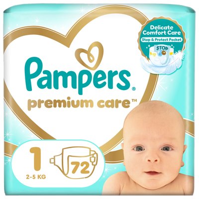 Obrázek Pampers Premium Care Velikost 1, 72 Dětské Plenky, 2kg-5kg