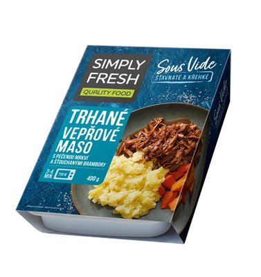 Obrázek Simply Fresh Sous Vide trhané vepřové maso s pečenou mrkví a šťouchanými brambory 400g