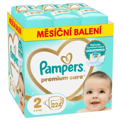 Obrázek Pampers Premium Care Velikost 2, 224 Dětské Plenky, 4kg-8kg
