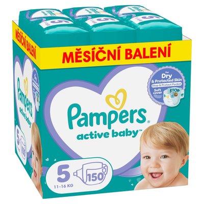 Obrázek Pampers Active Baby, Velikost 5, 150 Plenky, 11kg-16kg