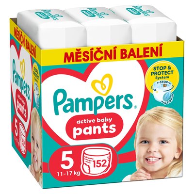 Obrázek Plenkové Kalhotky Pampers Active Baby Pants, Velikost 5, 152 Plenky, 11kg-17kg