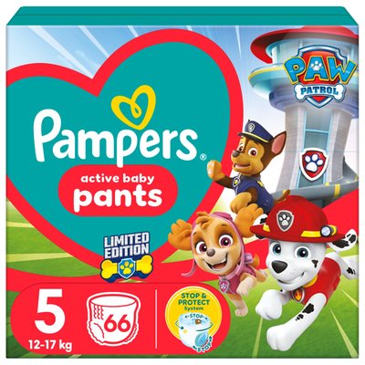 Obrázek Pampers Active Baby Pants Plenkové Kalhotky Edice Tlapková Patrola, Velikost 5, 66 Plenky,