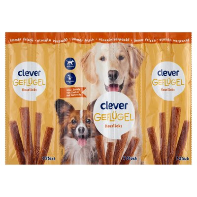 Obrázek clever Žvýkací tyčinky pro psy s drůbežím 7 x 11g (77g)