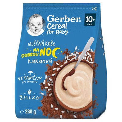 Obrázek GERBER Cereal mléčná kaše kakaová Dobrou noc 230g