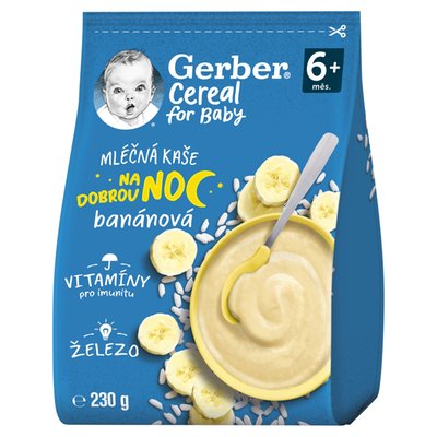 Obrázek GERBER Cereal mléčná kaše banánová Dobrou noc 230g