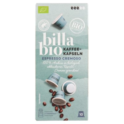 Obrázek BILLA BIO Espresso Cremoso káva pražená mletá v kapslích 10 ks 50g