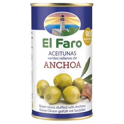 Obrázek El Faro Zelené olivy plněné ančovičkouvou pastou 350g