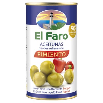 Obrázek El Faro Zelené olivy plněné červenou paprikou 350g