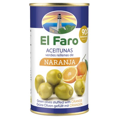 Obrázek El Faro Zelené olivy plněné pomerančovou pastou 350g