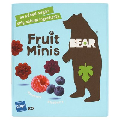 Obrázek Bear Raspberry, Blueberry jemně sušené ovocno-zeleninové tvary 5 x 20g