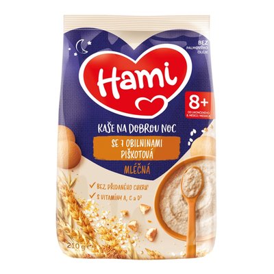 Obrázek HAMI Mléčná kaše se 7 obilninami piškotová na dobrou noc 210g