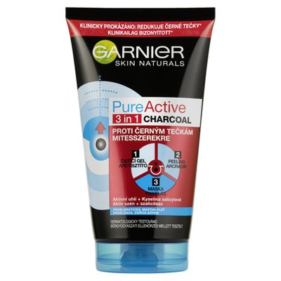 Obrázek Garnier Skin Naturals Pure Active  3 v1 maska s aktivním uhlím proti černým tečkám, 150 ml