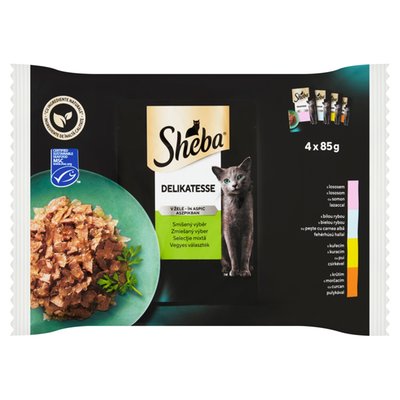 Obrázek Sheba Delikatesse Smíšený výběr v želé 4 x 85g (340g)