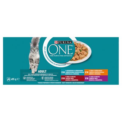 Obrázek Purina ONE Adult kapsičky pro kočky jehněčí, mořské ryby, kuře, hovězí ve šťávě 40 x 85g