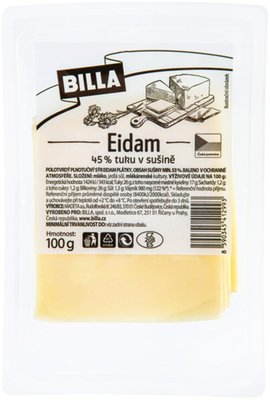 Obrázek Billa Eidam 45% plátky 100g