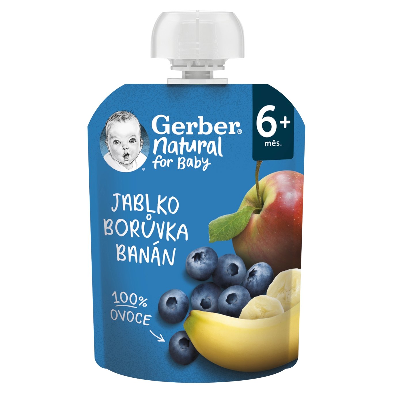 GERBER Natural kapsička jablko, borůvka a banán 90g | BILLA e-shop