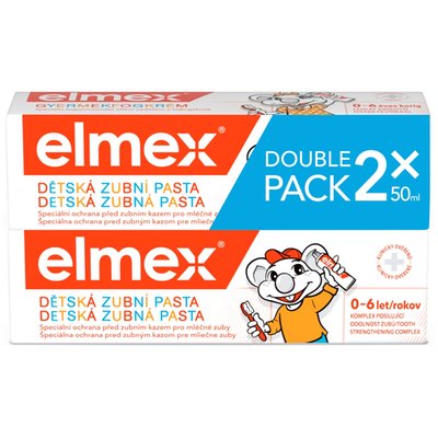 Obrázek elmex® Kids dětská zubní pasta pro děti od prvního zoubku do 6ti let duopack 2x 50ml
