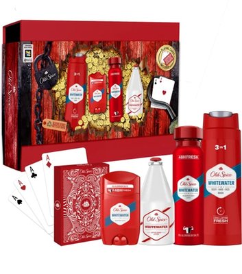 Obrázek Old Spice Whitewater Dárková Sada, Deodorant Ve Spreji, Tuhý Deodorant, Sprchový Gel, Voda Po Holení