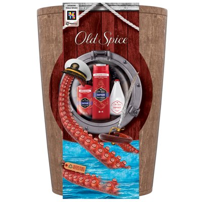 Obrázek Old Spice Barrel Gift Set With Captain Deodorant Stick, Shower Gel, Aftershave