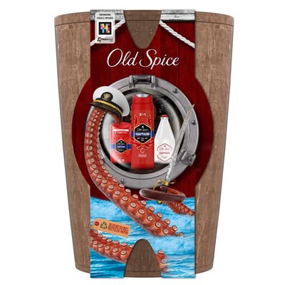Obrázek Old Spice Pro Muže, V Dřevěném Soudku S Tuhým Deodorantem, Sprchovým Gelem A Vodou Po Holení Captain