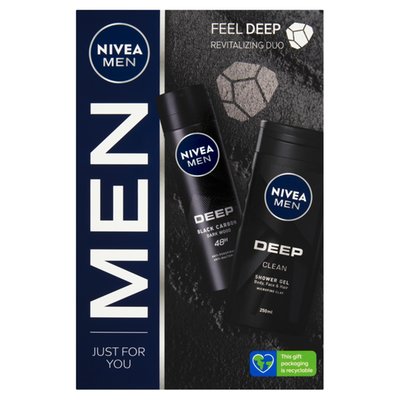 Obrázek Nivea Men Box Deo Deep 2023 dárková sada (sprej 150ml + sprchový gel 250ml)