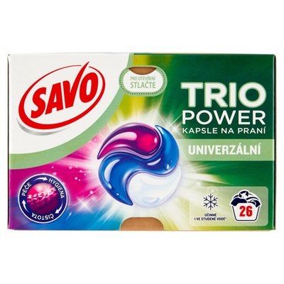 Obrázek Savo Trio Power kapsle na praní univerzální 26 praní 548,6g