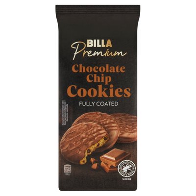 Obrázek BILLA Premium Sušenky s kousky hořké čokolády máčené v mléčné čokoládě 180g