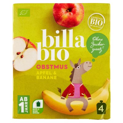 Obrázek BILLA BIO Ovocné pyré jablko-banán 4 x 90g (360g)