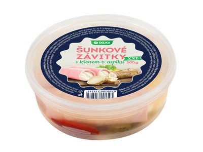 Obrázek Delika Šunkové závitky s křenem v aspiku 500g